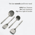 Pure Titanium Hammered Frying Pan with Utensil