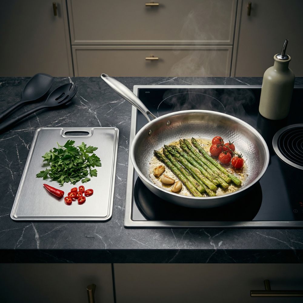 Titanium Cook & Prep Bundle | Hammered Pan with Cutting Board Set