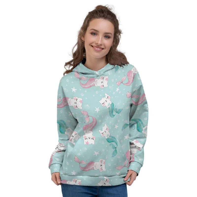 Price Rollback Cute Cat Mermaid Print Women's Hoodie