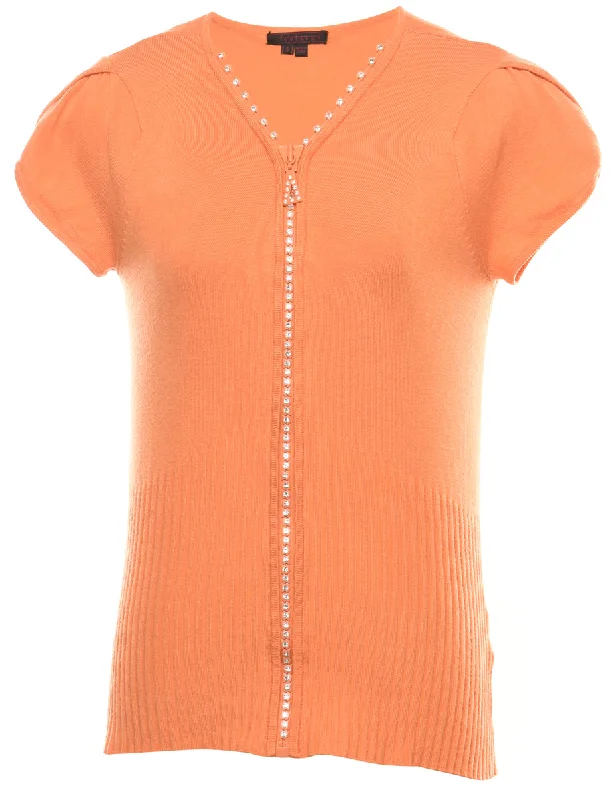 Discount Extravaganza urban style jacketCap Sleeved Orange Cardigan - S