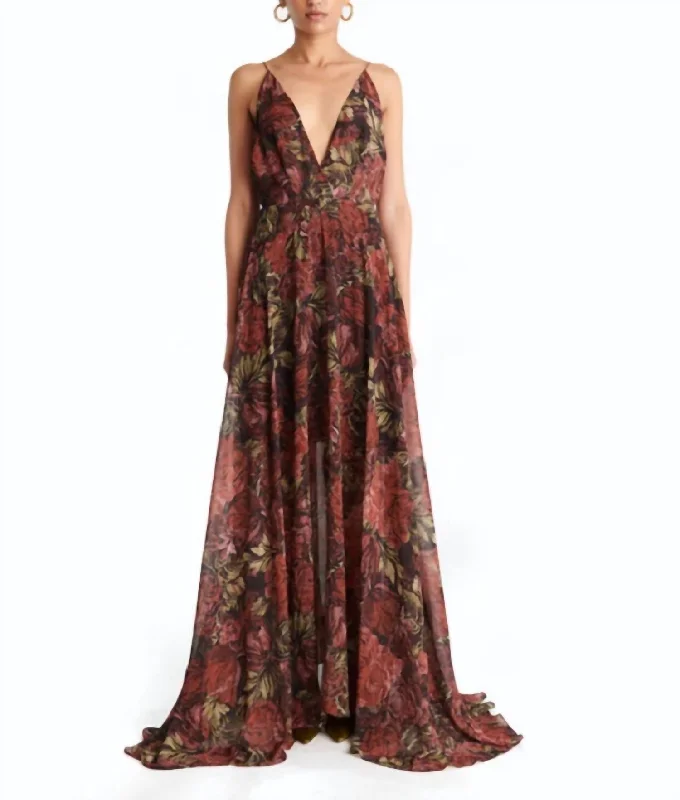 Anniversary Sale elegant dressDaniela Dress In Red Floral