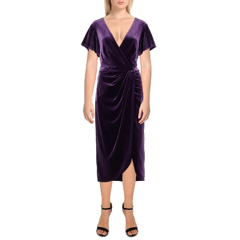 Final Markdown A-line dressLauren Ralph Lauren Womens Velvet V-Neck Midi Dress