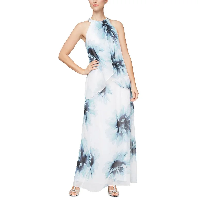 Low Prices draped dressSLNY Womens Chiffon Metallic Evening Dress