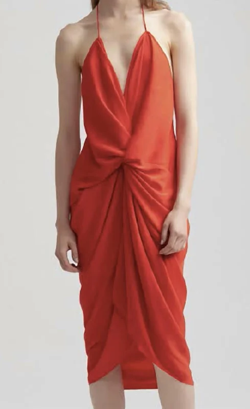 Year-End Sale spaghetti strap dressJenkins Twist Dress In Tangerine