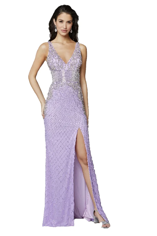 Amazing Deals spaghetti strap dressPrimavera Couture 3617 Size 2 Lilac Prom Dress Long Fitted Beaded Formal Pageant Gown