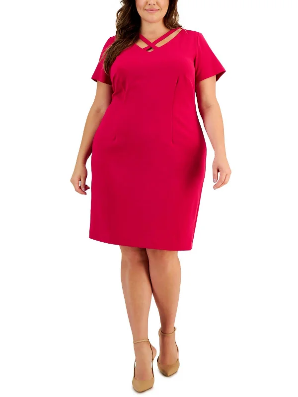 Bargain Prices layered dressPlus Womens Cross-Front Knee Sheath Dress