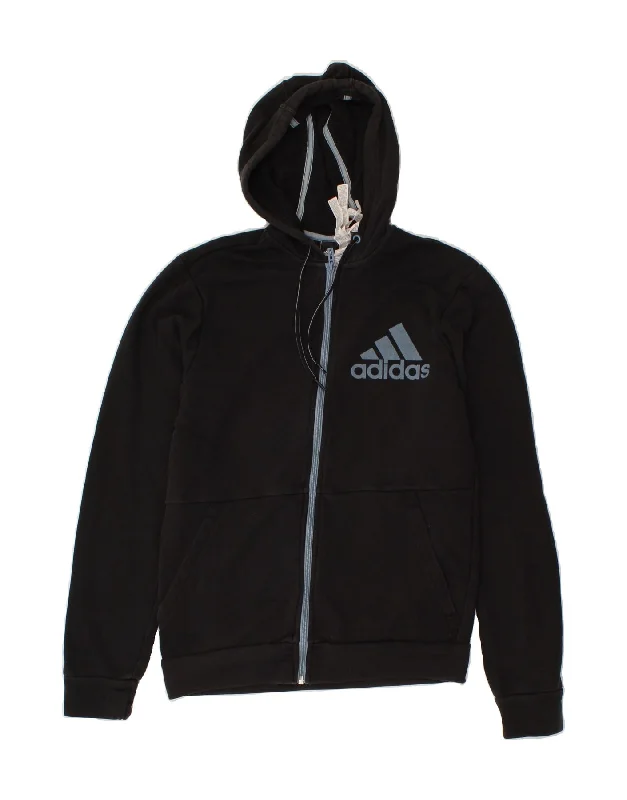 The Best Prices ADIDAS Mens Graphic Zip Hoodie Sweater Small Black Cotton