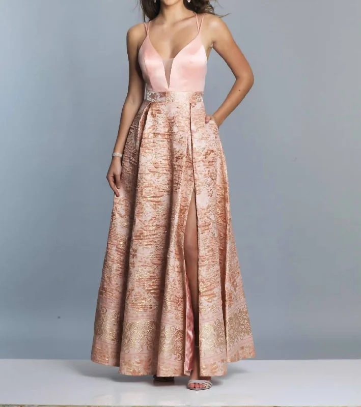 Crazy Savings floral wrap dressJacquard Ballgown With Slit In Coral