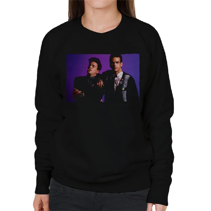 Mega Deal loose fit athletic hoodieWeird Science Ian And Max Purple Background Women's Sweatshirt