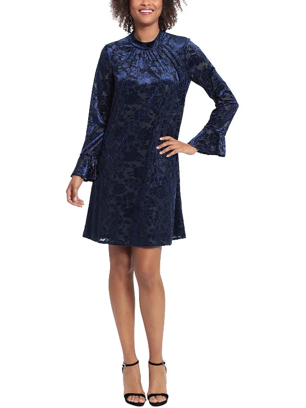 Midnight Sale ruched dressPlus Womens Velvet Mini Fit & Flare Dress