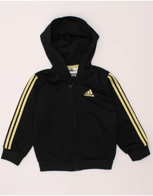 Referral Discount ADIDAS Baby Girls Zip Hoodie Sweater 18-24 Months Black Polyester