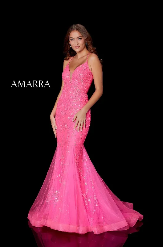 Lowest Price bodycon dressAmarra 87238 Neon Pink Mermaid Prom Dress Size 10