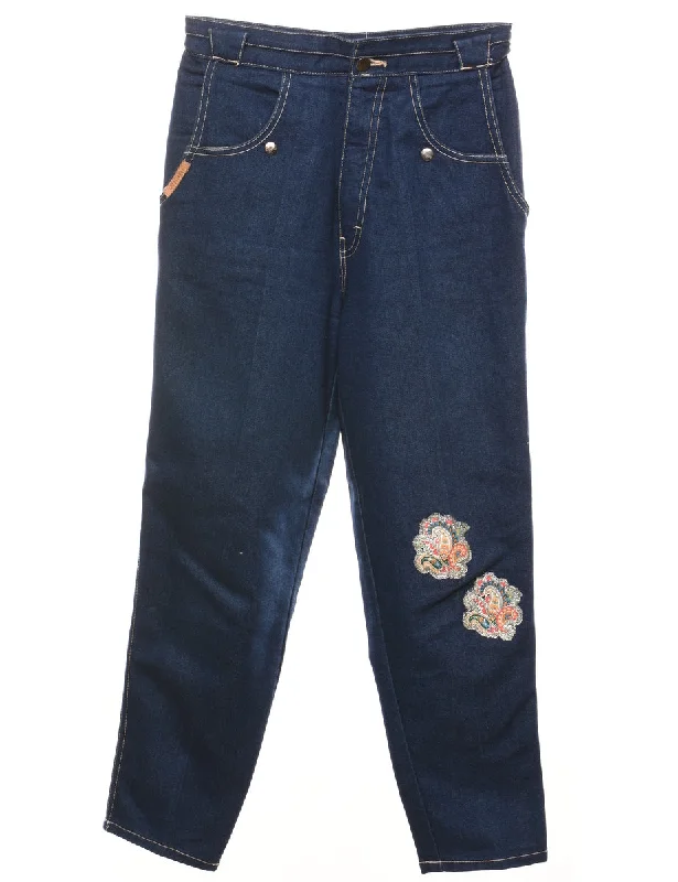 Act Fast street style jacketMedium Wash Paisley Design Tapered Jeans - W28 L25