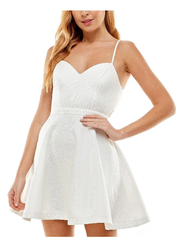 Weekend Flash Sale oversized dressJuniors Womens Cut-Out Mini Fit & Flare Dress