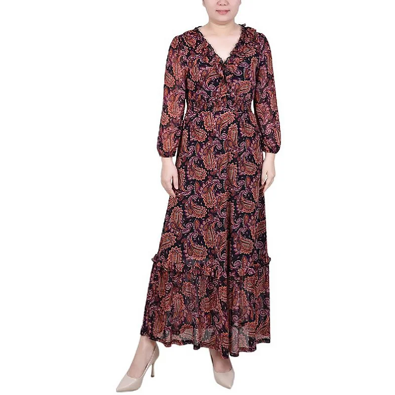 Sale Event knit dressNY Collection Womens Petites AztecPrint Long Sleeved Wear To Work Dress
