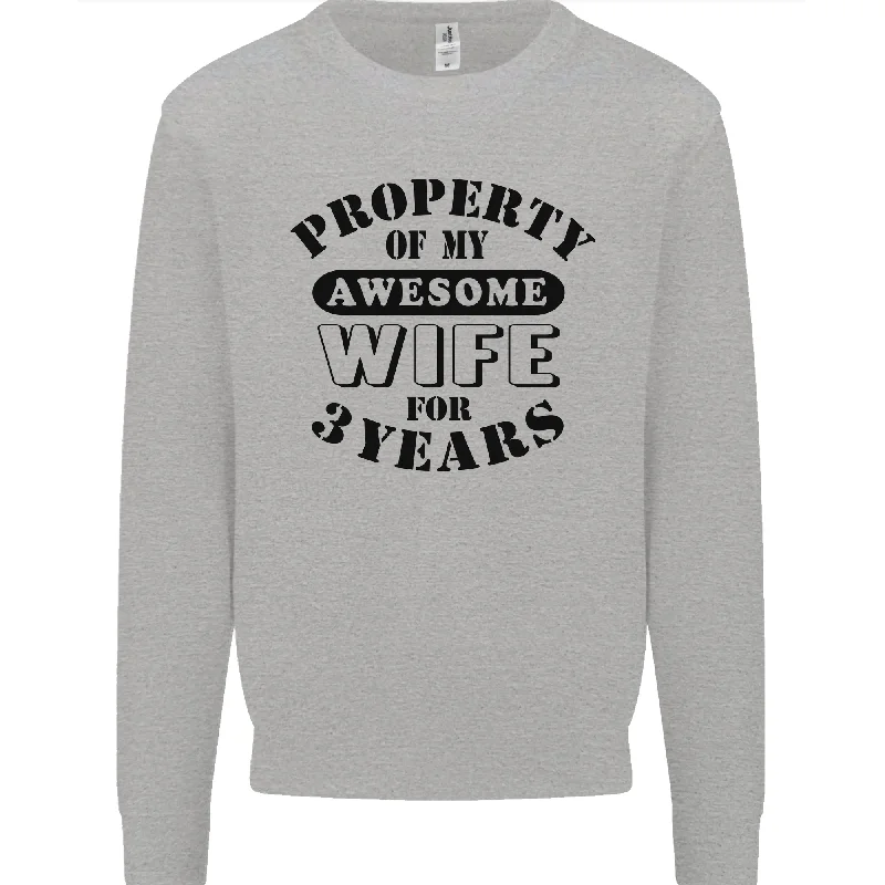Flash Sale performance gym sweatshirt3rd Wedding Anniversary 3 Year Funny Wife Mens Sweatshirt Jumper