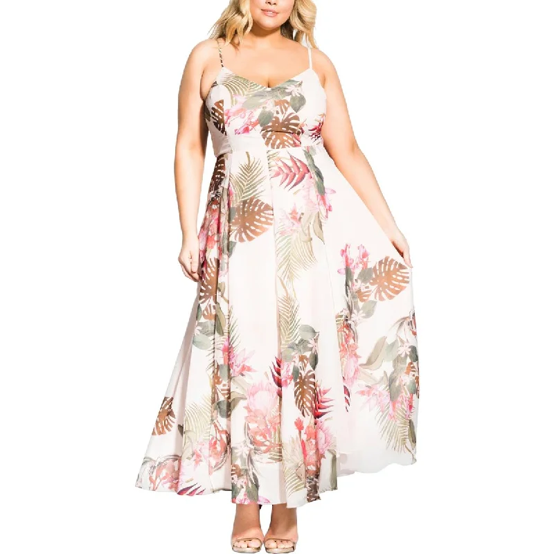Don’t Miss Out long-sleeve floral dressCity Chic Womens Plus Floral Print V-Neck Maxi Dress