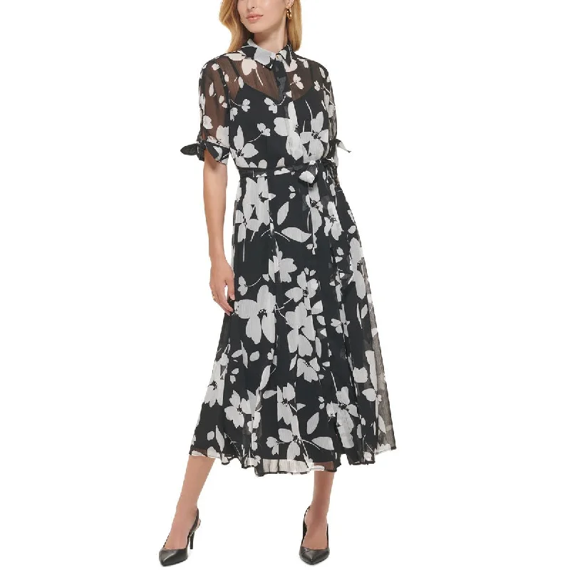 Today’s Deal satin dressCalvin Klein Womens Petites Floral Print Chiffon Shirtdress