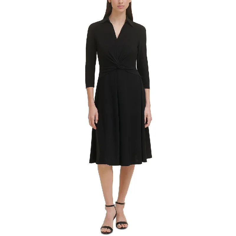Bonus Savings elegant evening dressTommy Hilfiger Womens Twist Front Calf Midi Dress Bonus Savings elegant evening dressTommy Hilfiger Womens Twist Front Calf Midi Dress