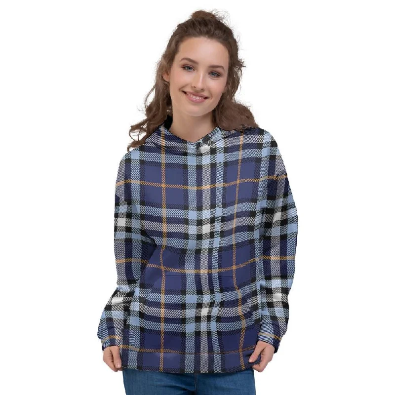Final Markdown Blue Navy Plaid Tartan Women's Hoodie