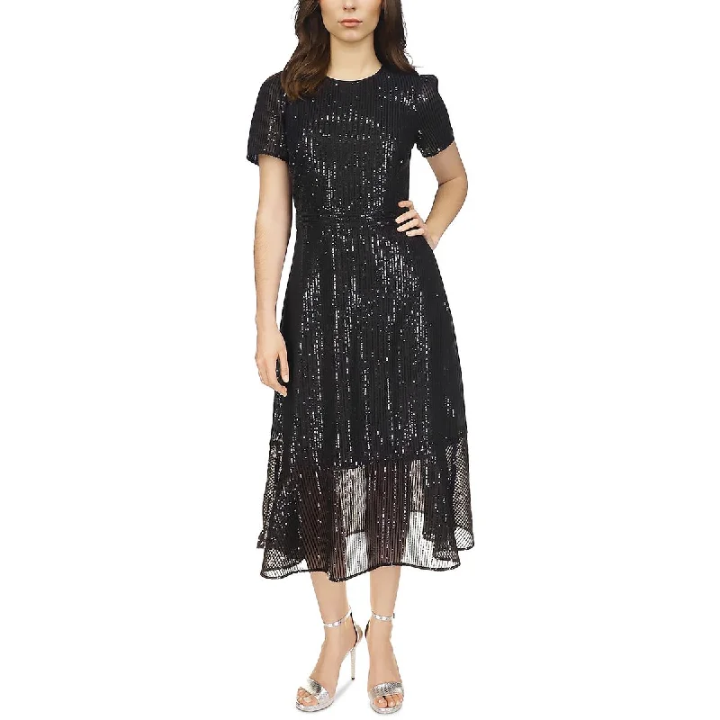 Savings Alert draped dressMICHAEL Michael Kors Womens Sequined Stripe Midi Dress