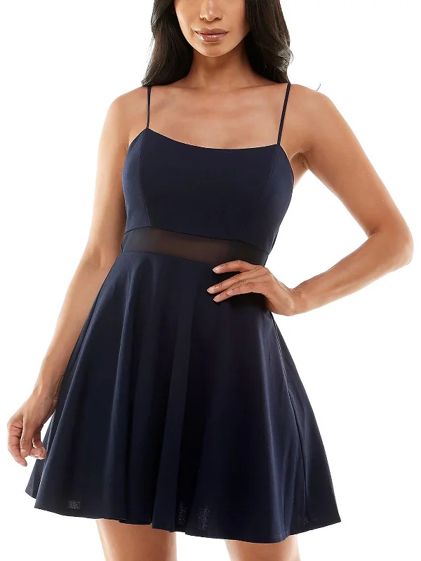 Referral Discount casual evening dressWomens Bow Back Mini Fit & Flare Dress