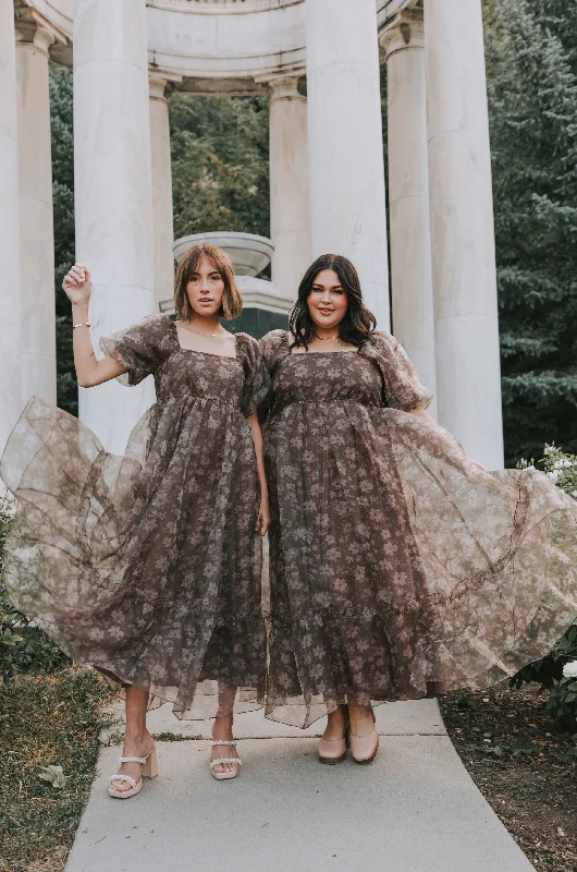 Massive Deals party-ready dressONE LOVED BABE - Mocha Meadow Dress