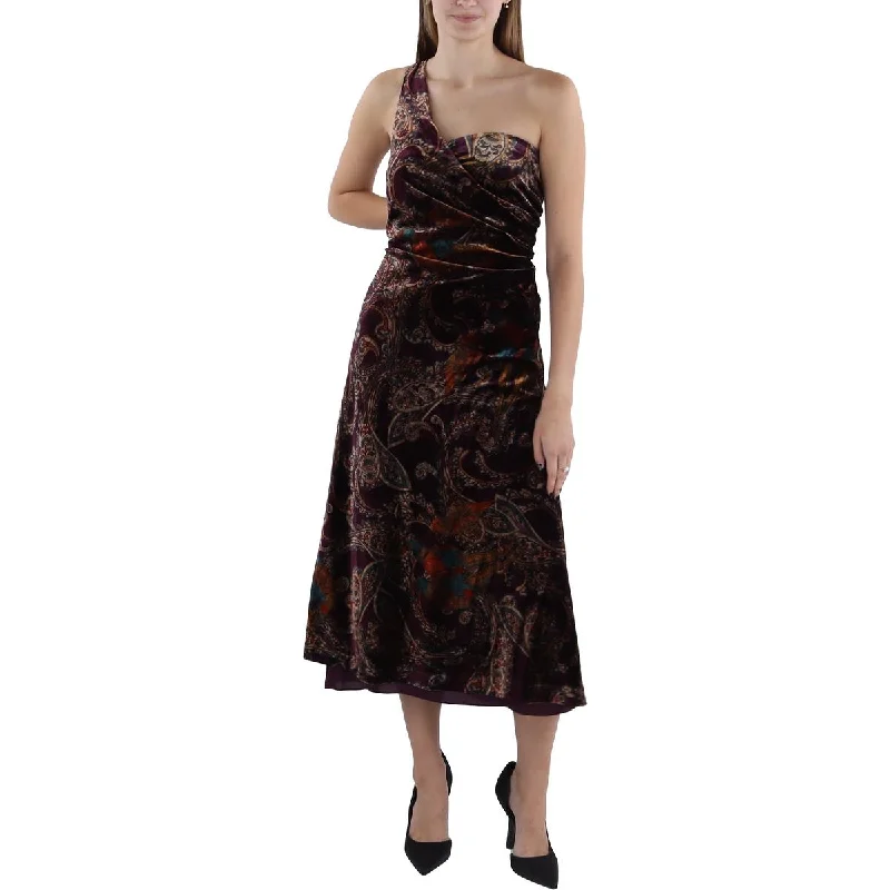 YEAR-End Clearance floral midi dressLauren Ralph Lauren Womens Velvet One Shoulder Cocktail And Party Dress