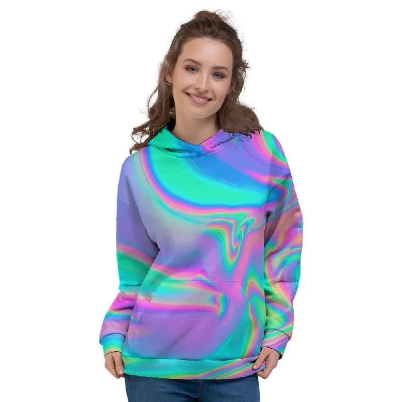 Savings Galore Abstract Pastel Holographic Women's Hoodie