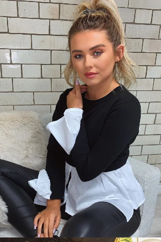 Buy More, Save More fashion-forward pulloverBlack Shirt Insert Crew Neck Jumper - Kamilla Buy More, Save More fashion-forward pulloverBlack Shirt Insert Crew Neck Jumper - Kamilla