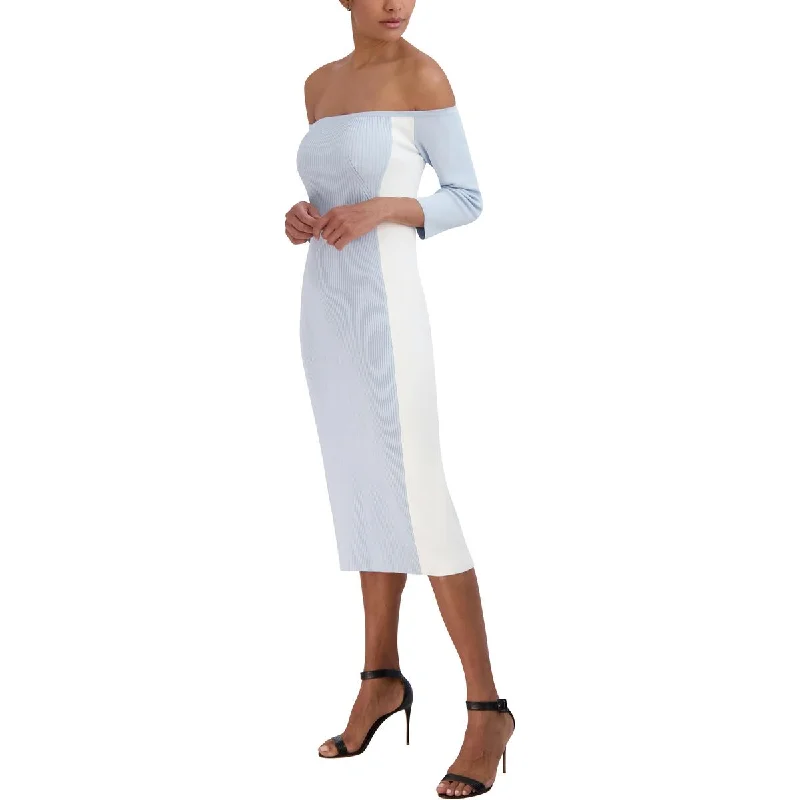 Time-Limited Offer layered dressBCBGMAXAZRIA Womens Below Knee Stretch Midi Dress