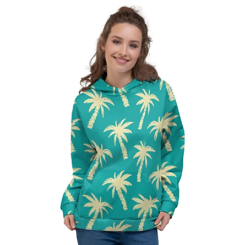 Discount Deals Green Palm Tree Hawaiin Print Women's Hoodie