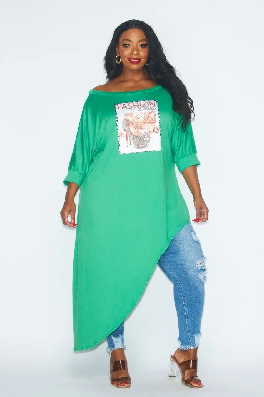 Seasonal Clearance wrap dressLD-I {Fashion Diva} Green Asymmetrical Tunic w/Sequins PLUS SIZE 1X 2X 3X Seasonal Clearance wrap dressLD-I {Fashion Diva} Green Asymmetrical Tunic w/Sequins PLUS SIZE 1X 2X 3X