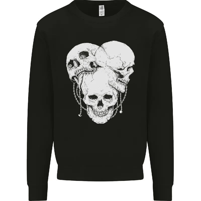 Special Offer retro sports hoodie4 Skulls Gothic Heavy Metal Biker Demon Mens Sweatshirt Jumper