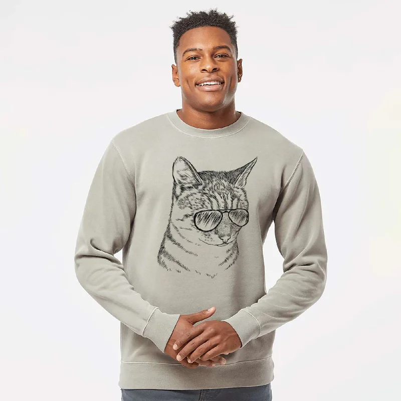 Final Clearance minimalist gym sweatshirtAviator Dora the Tabby Cat - Unisex Pigment Dyed Crew Sweatshirt