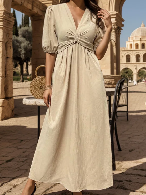 Super Sale cocktail dressTwisted V-Neck Half Sleeve Dress