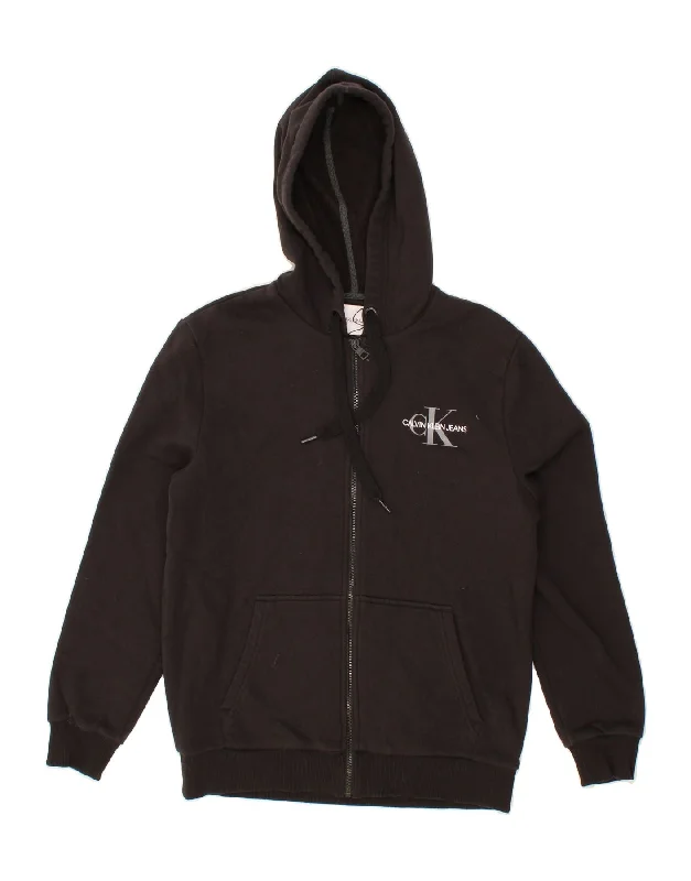 Price Drop CALVIN KLEIN JEANS Mens Zip Hoodie Sweater Small Black Cotton