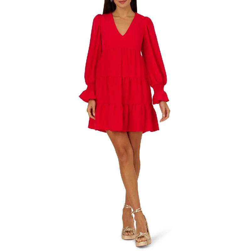 Super Bargain casual dressAdrianna Papell Womens V-Neck Tiered Mini Dress