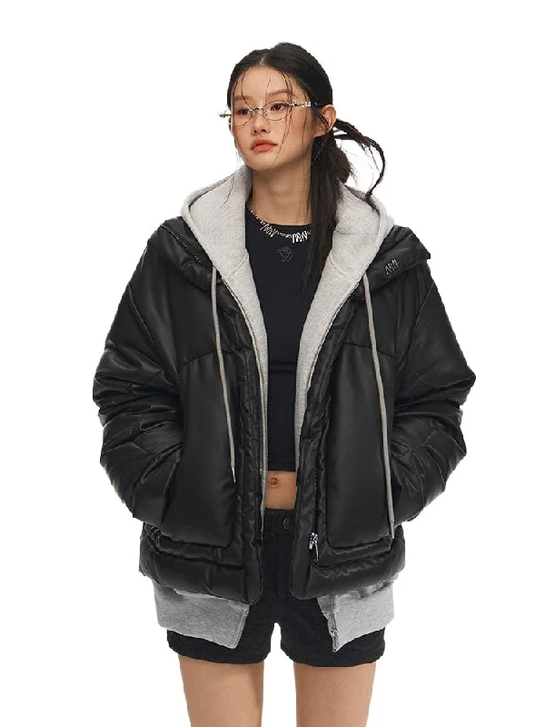 Buy Now cool leather jacketBlack Loose Thickened Down Jacket