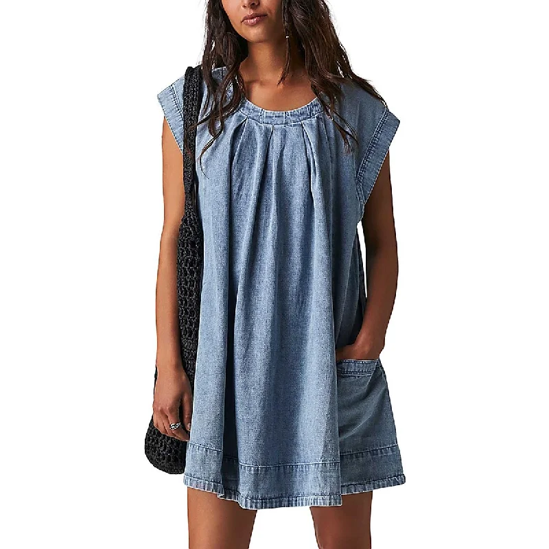 Big Discounts summer floral dressFree People Womens Marcel Denim Short Mini Dress
