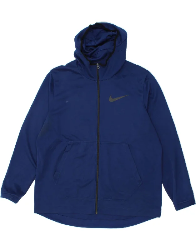 Fantastic Offers NIKE Mens Dri Fit Zip Hoodie Sweater 2XL Navy Blue Polyester