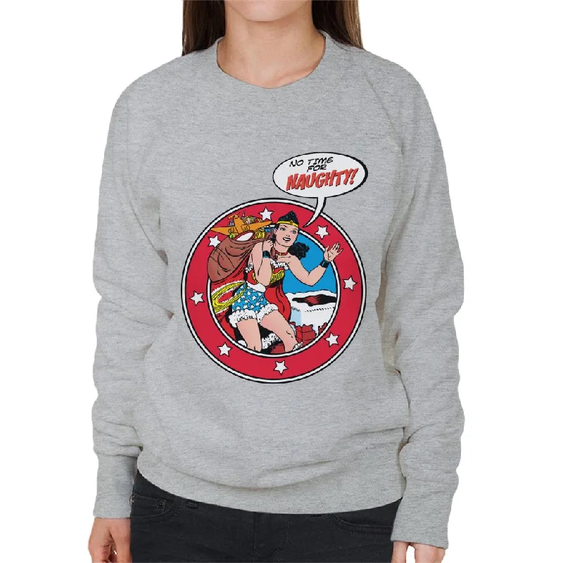 Unmissable Offer retro sports hoodieWonder Woman Christmas No Time For Naughty Women's Sweatshirt