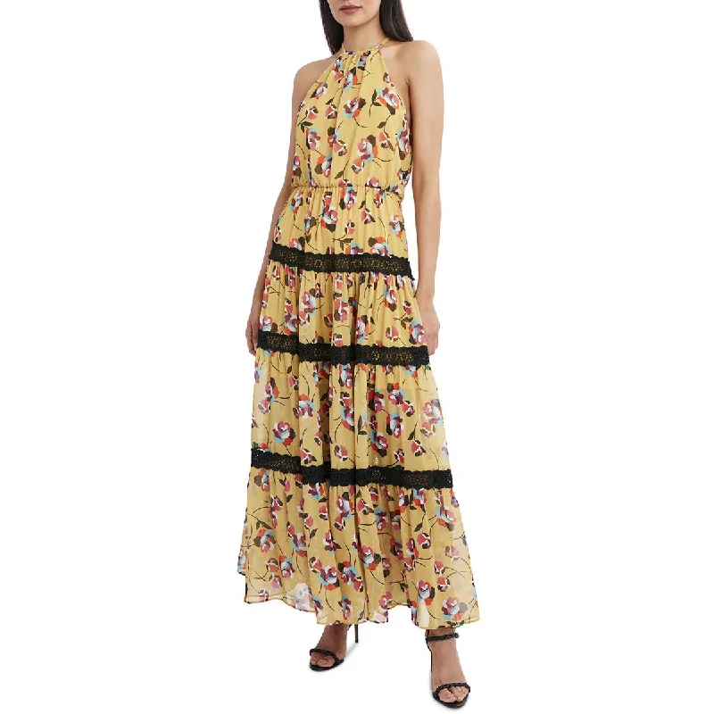 Special Discount chic slip dressBCBGMAXAZRIA Womens Maxi Lace Trim Halter Dress