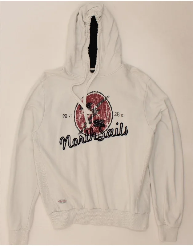 Clearance Items NORTH SAILS Mens Graphic Hoodie Jumper Large White Cotton