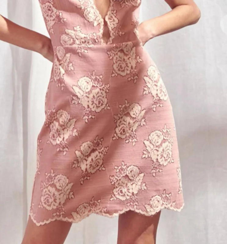 Midnight Sale t-shirt dressLace Peekaboo Mini Dress In Dusty Rose