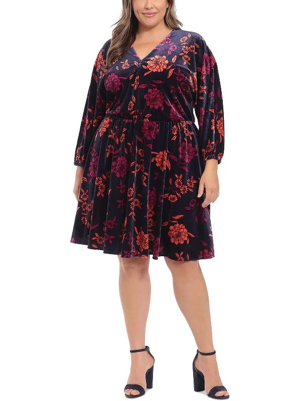 Now or Never ruched dressPlus Womens Velvet Knee Fit & Flare Dress