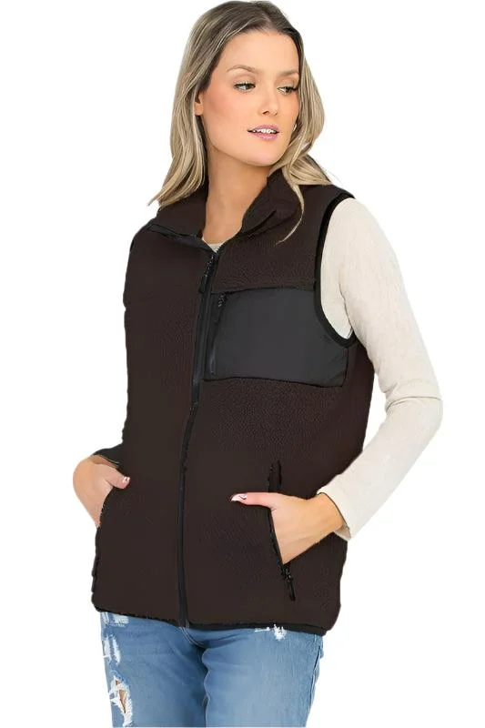 Limited Time Offer cozy zip jacketWomens Sherpa Fleece Vest Top Jacket