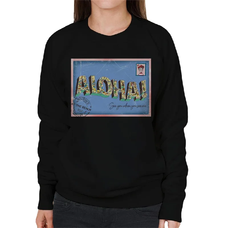 Shop and Save stylish sports hoodieWhere's Wally Beach Illustration Aloha Women's Sweatshirt