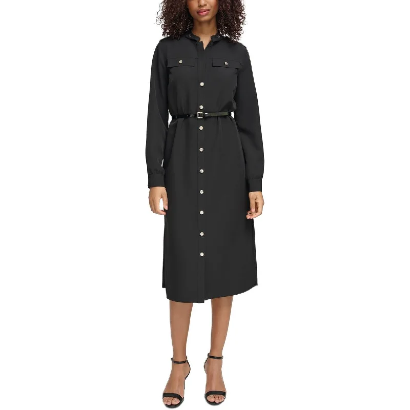 Price Cut long-sleeve floral dressTommy Hilfiger Womens Split Hem Mid Calf Shirtdress Price Cut long-sleeve floral dressTommy Hilfiger Womens Split Hem Mid Calf Shirtdress