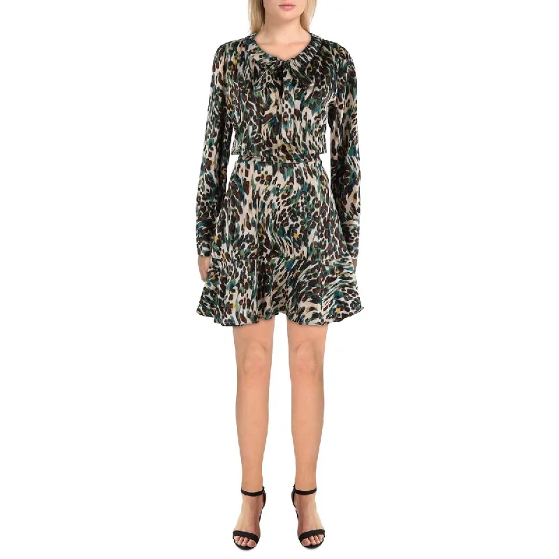 YEAR-End Clearance off-the-shoulder dressJessica Simpson Womens Satin Printed Fit & Flare Dress